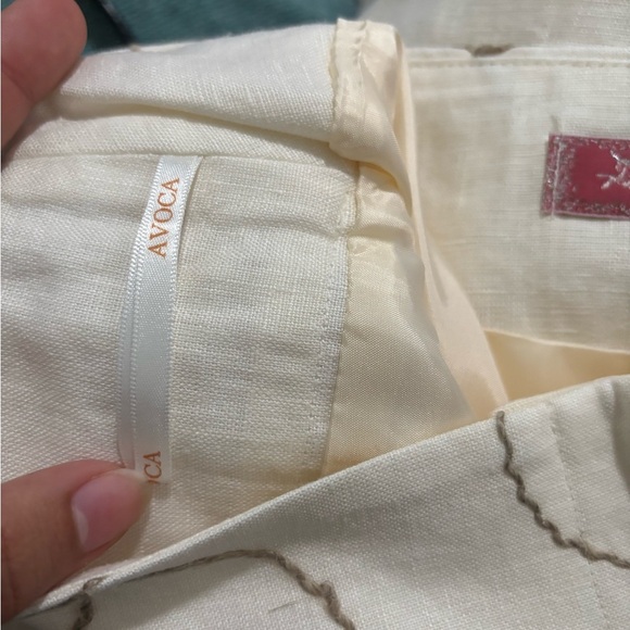 RENAISSANCE AVOCA Women’s Linen Cream Wide Leg High-Rise Pants - Picture 12 of 16